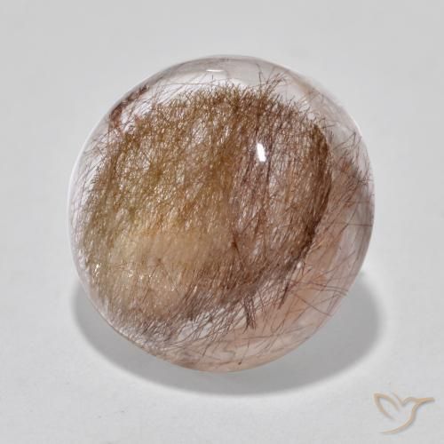 6.73 ct Brown Rutile Quartz Stone, Natural Rutile Quartz in Round Cabochon Shape for Sale