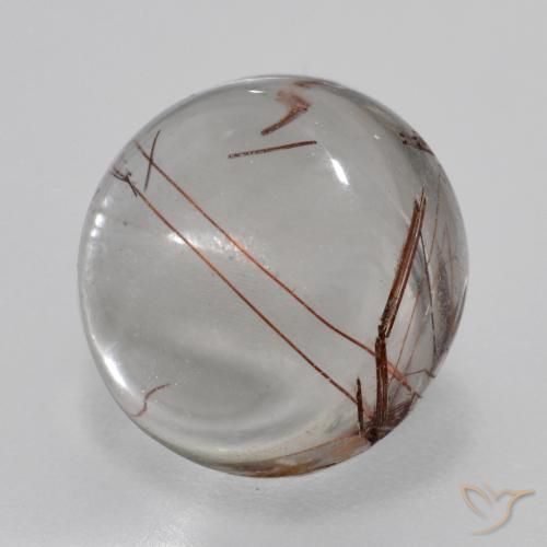 6.08 ct Brown Rutile Quartz Stone, Natural Rutile Quartz in Round Cabochon Shape for Sale