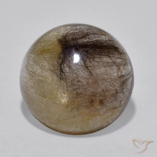 12,3mm runder brauner Rutilquarz aus Indien, Gewicht 5,77 ct, 1 Stück Rutilquarz - Farbe: Klar mit Braun, natürlicher Edelstein in Translucent Reinheit, Mohs-Härte von 7 Geeignet für den täglichen Gebrauch im Schmuck, Photo A