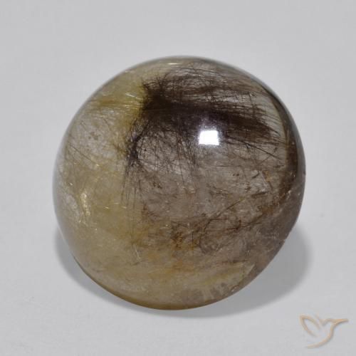 5.77 ct Brown Rutile Quartz Stone, Natural Rutile Quartz in Round Cabochon Shape for Sale