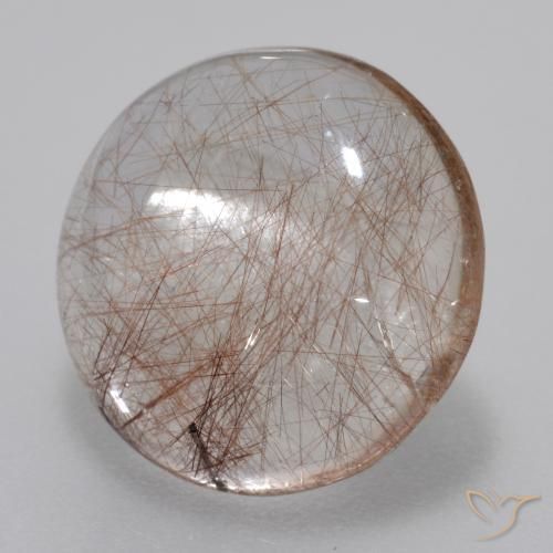 5.55 ct Brown Rutile Quartz Stone, Natural Rutile Quartz in Round Cabochon Shape for Sale