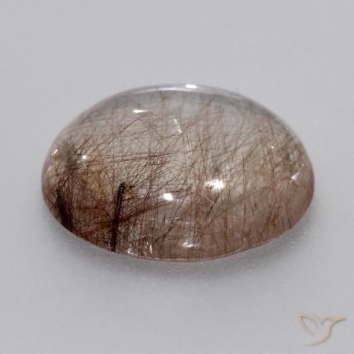 Rutile Quartz Gemstone in 13 mm (calibrated) Size for Sale, Rutile Quartz Stone in Clear with Brown Color