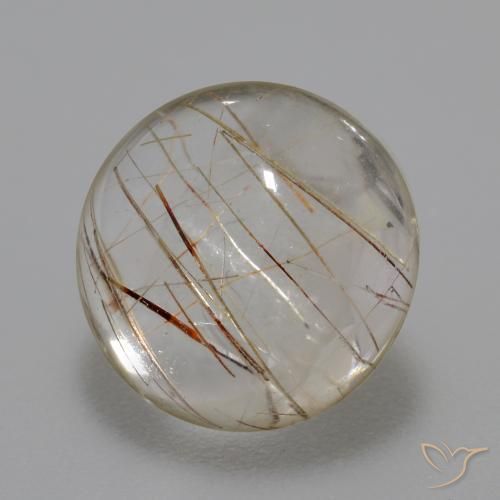 5.93 ct Brown Rutile Quartz Stone, Natural Rutile Quartz in Round Cabochon Shape for Sale