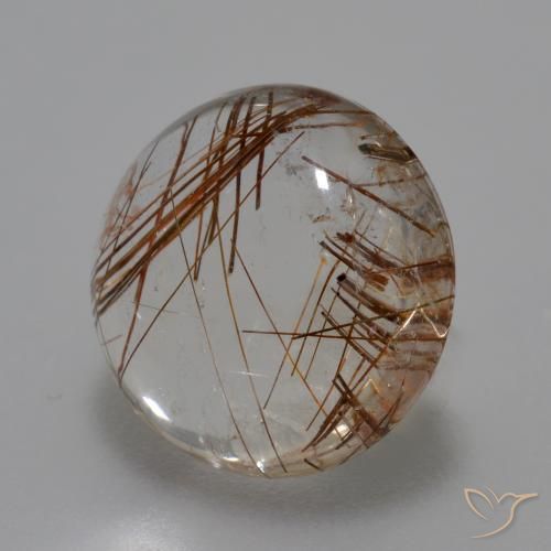 6.52 ct Brown Rutile Quartz Stone, Natural Rutile Quartz in Round Cabochon Shape for Sale