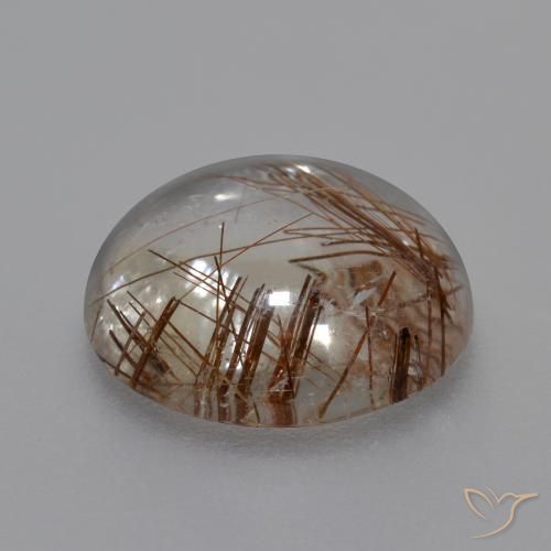 Rutile Quartz Gemstone in 13 mm (calibrated) Size for Sale, Rutile Quartz Stone in Clear with Brown Color