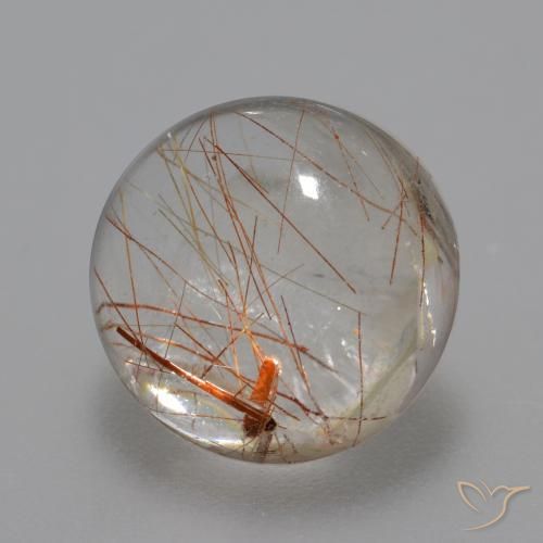 6.20 ct White Rutile Quartz Stone, Natural Rutile Quartz in Round Cabochon Shape for Sale