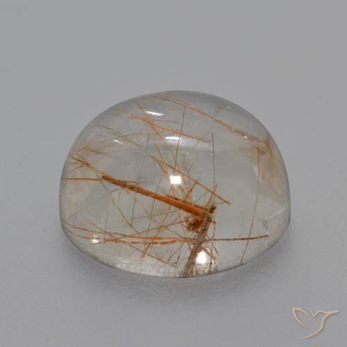 Rutile Quartz Gemstone in 11 mm (calibrated) Size for Sale, Rutile Quartz Stone in Clear with Copper Color