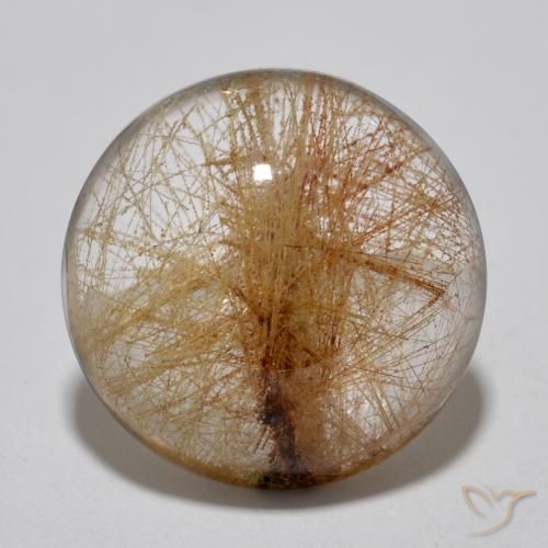 Quartz rutile rond de 7,5 ct, 13,1 mm d'Inde, Photo A
