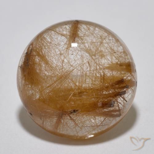 Quartz rutile rond de 7,14 ct, 13,1 mm d'Inde, Photo A