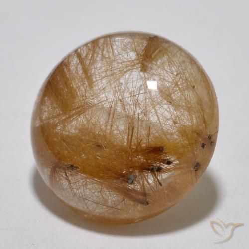 7.14 ct Brown Rutile Quartz Stone, Natural Rutile Quartz in Round Cabochon Shape for Sale