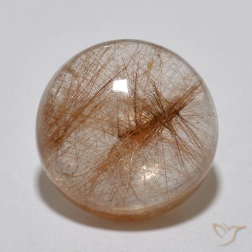 6.99ct Natural Very Light Tawny Brown Rutile Quartz, Round, Translucent