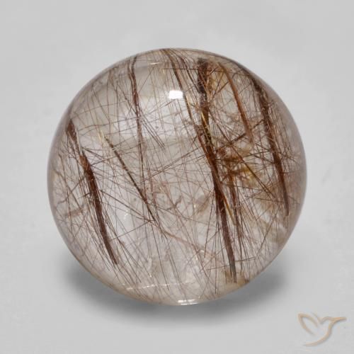 5.01ct Natural Clear with Brown Rutile Quartz, Round, Transparent
