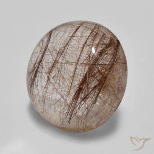 5.01 ct Brown Rutile Quartz Stone, Natural Rutile Quartz in Round Cabochon Shape for Sale