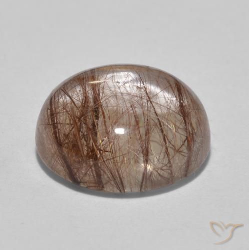 Rutile Quartz Gemstone in 11 mm (calibrated) Size for Sale, Rutile Quartz Stone in Clear with Brown Color