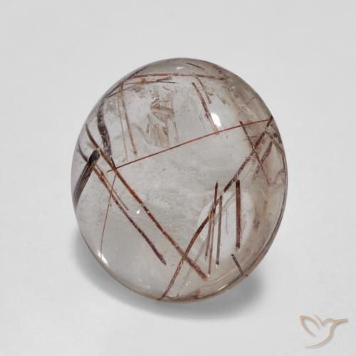 3.40 ct Brown Rutile Quartz Stone, Natural Rutile Quartz in Round Cabochon Shape for Sale