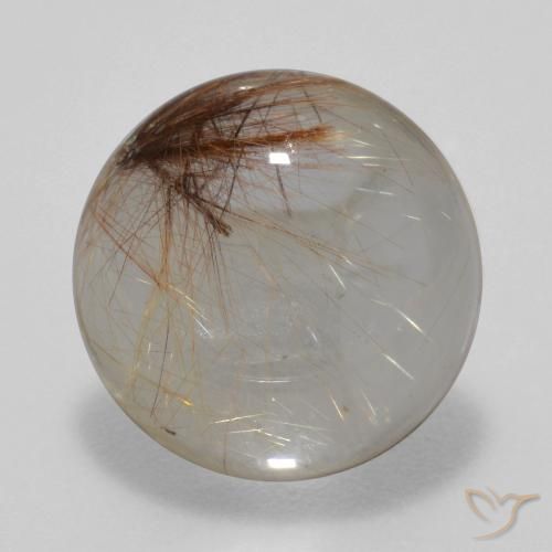5.38 ct Brown Rutile Quartz Gemstone, Rutile Quartz Gem in Round Cabochon Shape for Sale.