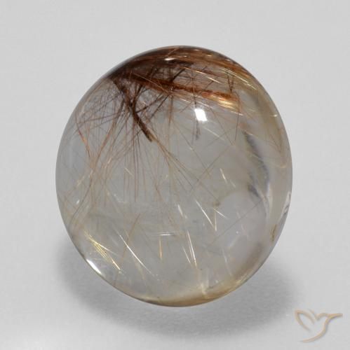 5.38 ct Brown Rutile Quartz Stone, Natural Rutile Quartz in Round Cabochon Shape for Sale