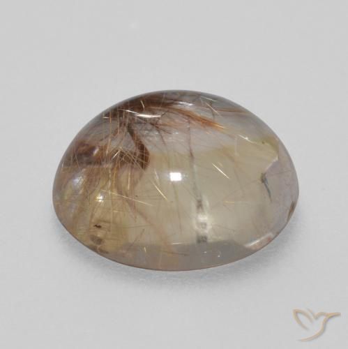 Rutile Quartz Gemstone in 12 mm (calibrated) Size for Sale, Rutile Quartz Stone in Clear with Brown Color