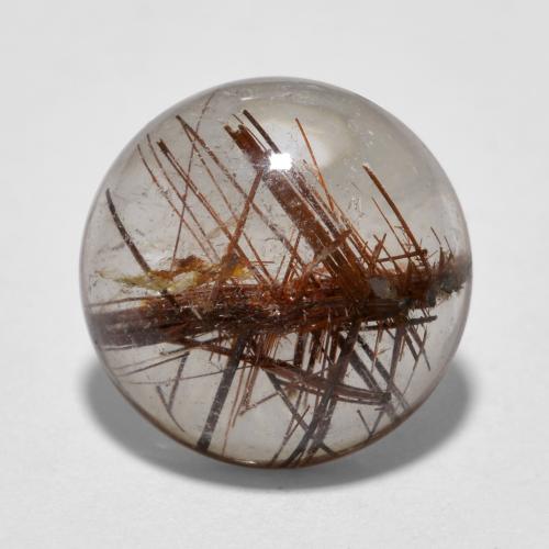Clear with Brown Рутиловый Кварц Камень - 4.8ct Круглый Кабошон (ID: 567747)