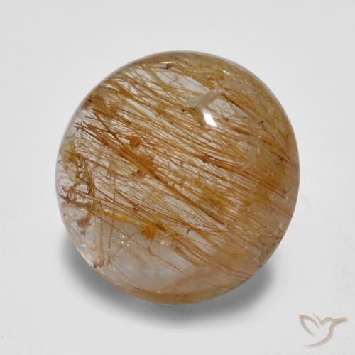 5.67 ct Brown Rutile Quartz Stone, Natural Rutile Quartz in Round Cabochon Shape for Sale