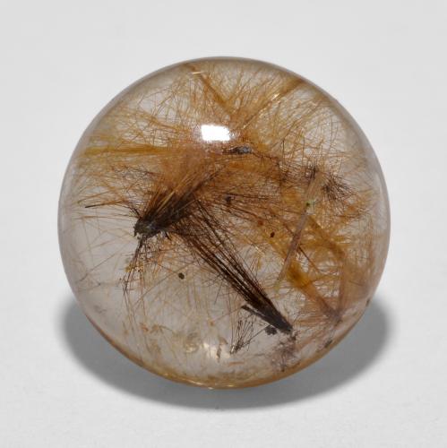 Warm Brown Rutile Quartz Gem - 5.9ct Round Cabochon (ID: 567750)
