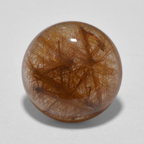 tiefrötlich-orange Rutilquarz Edelstein - 3.6ct Rund Cabochon (ID: 567752)