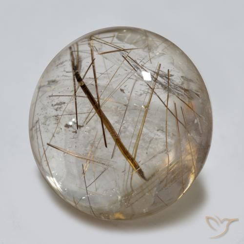 5.07 ct Brown Rutile Quartz Stone, Natural Rutile Quartz in Round Cabochon Shape for Sale