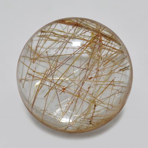 Very Light Brown Рутиловый Кварц Камень - 5.2ct Круглый Кабошон (ID: 567756)