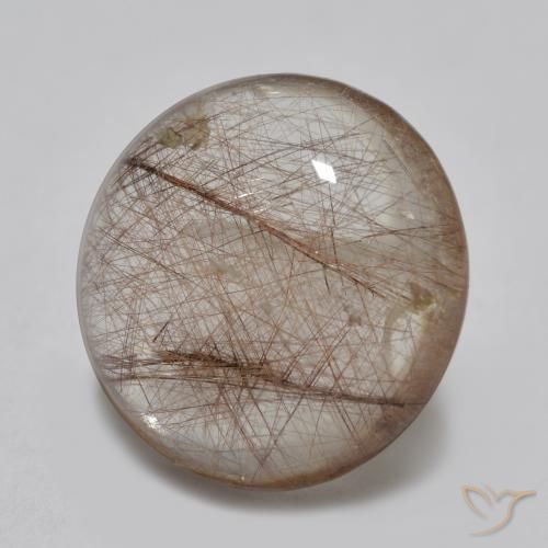 3.82 ct Brown Rutile Quartz Stone, Natural Rutile Quartz in Round Cabochon Shape for Sale