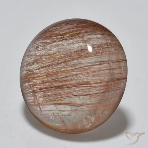 3.96 ct Brown Rutile Quartz Stone, Natural Rutile Quartz in Round Cabochon Shape for Sale