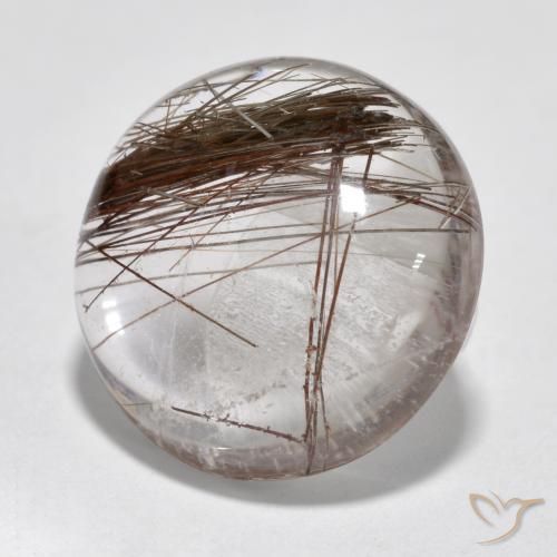 6.95 ct Brown Rutile Quartz Stone, Natural Rutile Quartz in Round Cabochon Shape for Sale