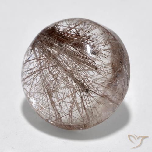 6.05 ct Brown Rutile Quartz Stone, Natural Rutile Quartz in Round Cabochon Shape for Sale