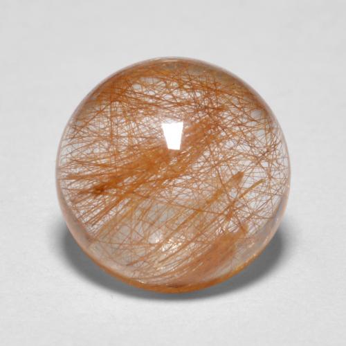 Claro y bronce dorado Cuarzo Rutilado Gema - 2ct Cabujón Redondo (ID: 571266)