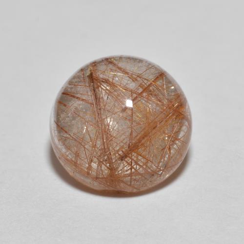 Deep Reddish Orange Rutile Quartz Gem - 2.7ct Round Cabochon (ID: 600398)
