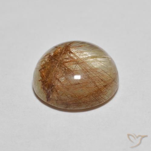 Rutile Quartz Gemstone in 9 mm (calibrated) Size for Sale, Rutile Quartz Stone in Very Light Brown Color
