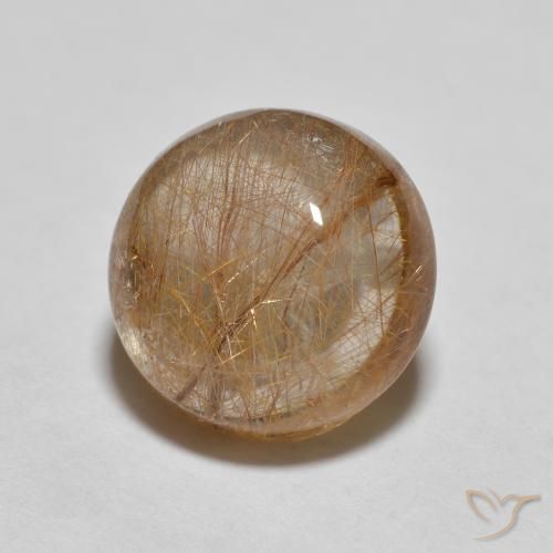 3.21 ct Brown Rutile Quartz Stone, Natural Rutile Quartz in Round Cabochon Shape for Sale