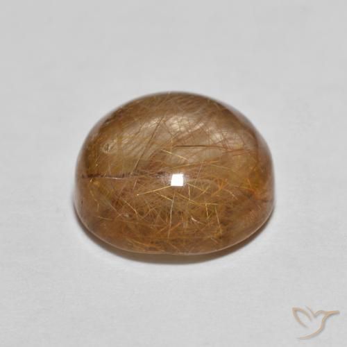 Rutile Quartz Gemstone in 9 mm (calibrated) Size for Sale, Rutile Quartz Stone in Warm Brown Color