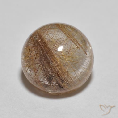 3.71ct Natural Very Light Tawny Brown Rutile Quartz, Round, Transparent