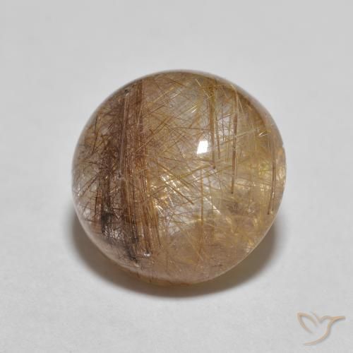 3.71 ct Brown Rutile Quartz Stone, Natural Rutile Quartz in Round Cabochon Shape for Sale