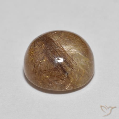 Rutile Quartz Gemstone in 9 mm (calibrated) Size for Sale, Rutile Quartz Stone in Very Light Tawny Brown Color
