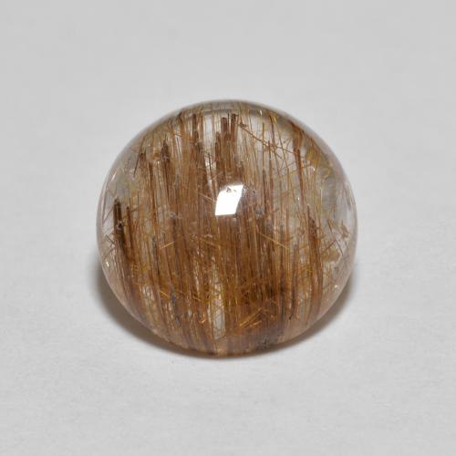 Very Light Brown Rutile Quartz Gem - 2.3ct Round Cabochon (ID: 600406)