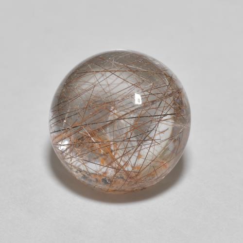 Light Peanut Brown Quarzo rutilato Gem - 3.2ct Cabochon rotondo (ID: 600407)