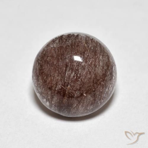 3.27 ct Brown Rutile Quartz Gemstone, Rutile Quartz Gem in Round Cabochon Shape for Sale.