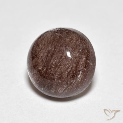 3.27 ct Brown Rutile Quartz Stone, Natural Rutile Quartz in Round Cabochon Shape for Sale