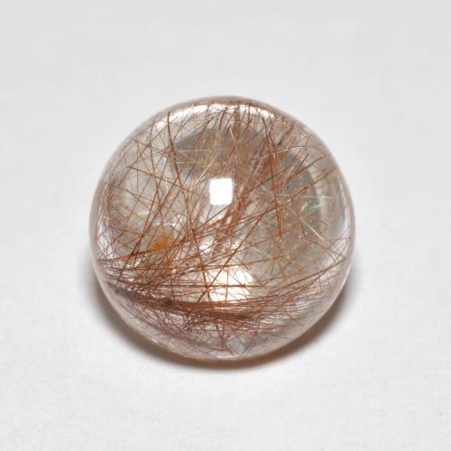 Warm Brown Rutile Quartz Gem - 3.3ct Round Cabochon (ID: 600568)