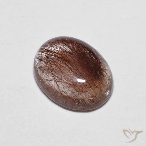 1.86 ct Brown Rutile Quartz Gemstone, Rutile Quartz Gem in Oval Cabochon Shape for Sale.