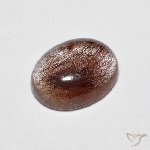 1.86 ct Brown Rutile Quartz Stone, Natural Rutile Quartz in Oval Cabochon Shape for Sale