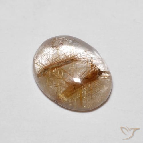 Quarzo rutilato 9,2 x 7,1mm marrone Ovale cabochon dall'India, peso di 1,97 ct, gemma naturale non trattati in purezza Transparent, 1 pezzo Quarzo rutilato - Colore: Marrone Molto Chiaro, durezza Mohs di 7 adatto per gioielli da indossare ogni giorno, Photo A