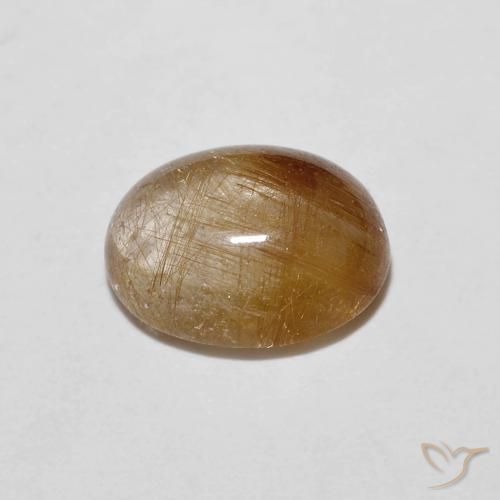Rutile Quartz Gemstone in 9 x 7 mm (calibrated) Size for Sale, Rutile Quartz Stone in Very Light Tawny Brown Color