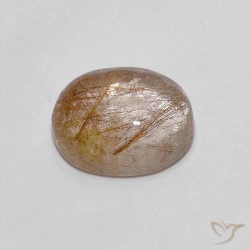 Rutile Quartz Gemstone in 9.4 x 7.3 mm Size for Sale, Rutile Quartz Stone in Warm Brown Color